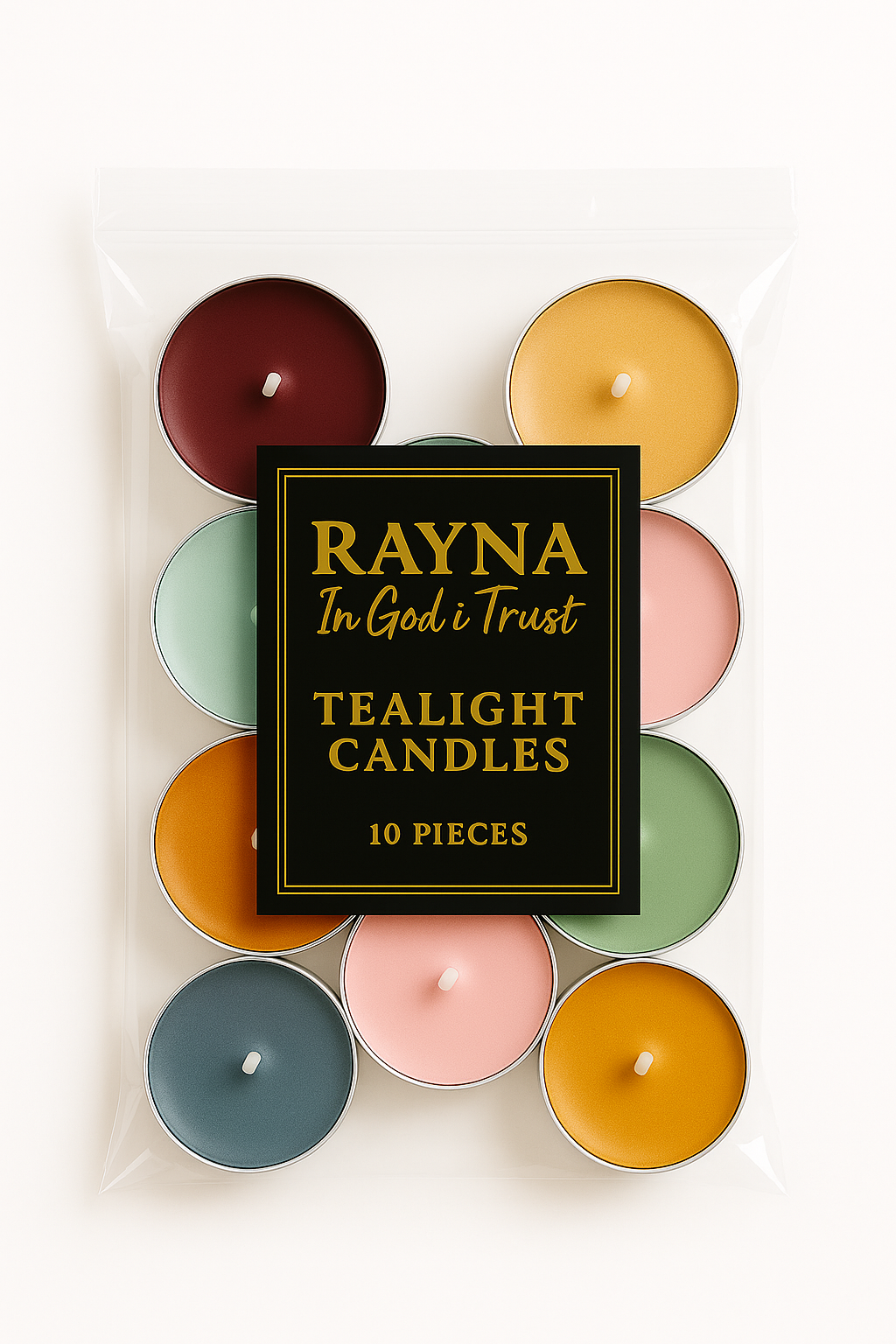 RAYNA Tealight Candles – 10 PCS | Butter Wax Infused with Arabian Botanicals (Mixed color)