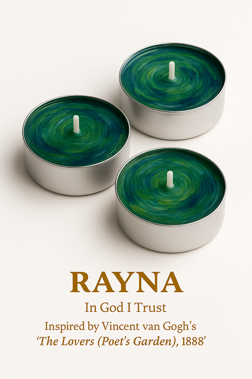 RAYNA Tealight Candles – 10 PCS | Van Gogh Collection “The Lovers (Poet’s Garden) ” | Butter Wax Infused with Arabian Botanicals