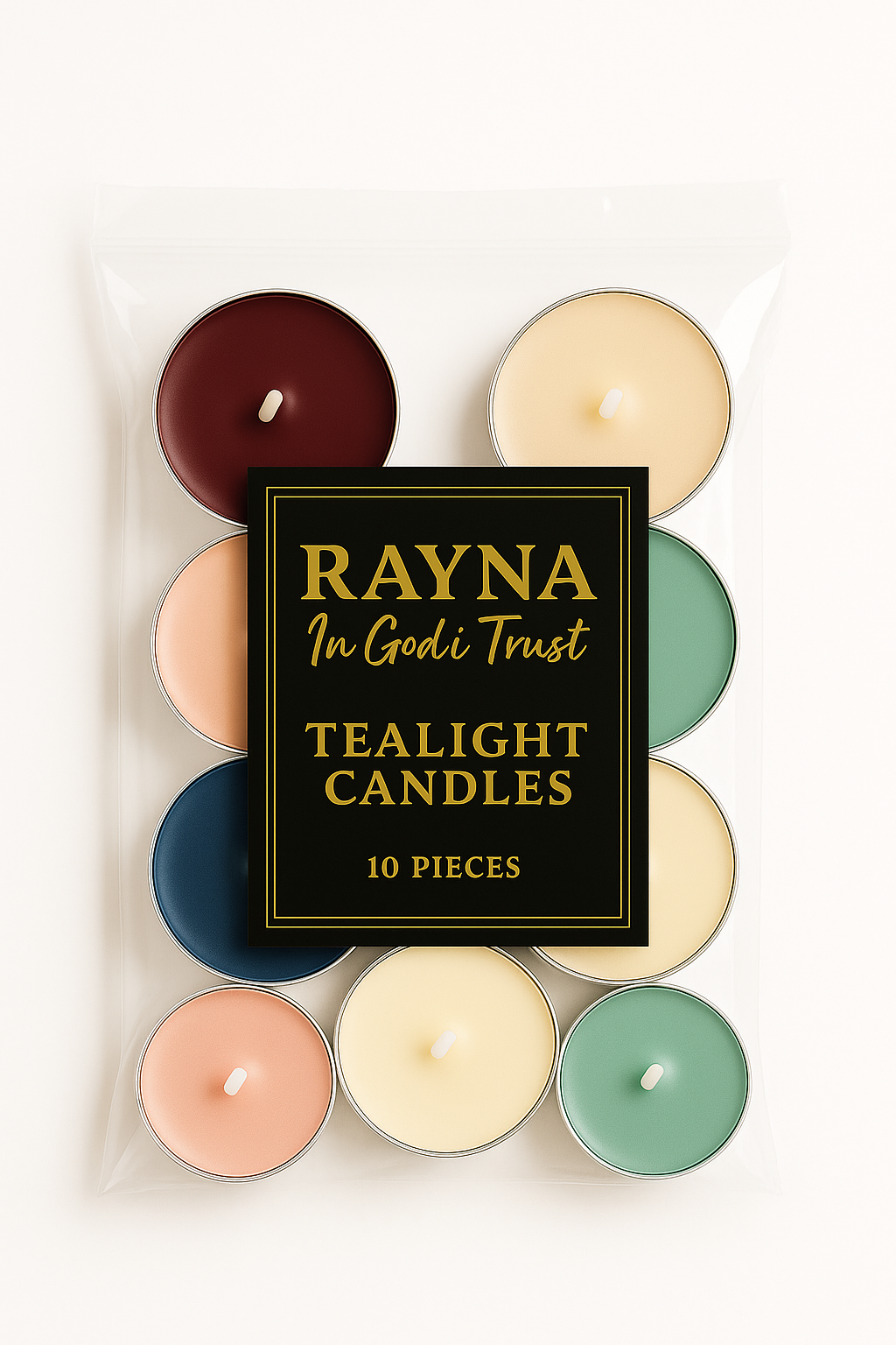 RAYNA Tealight Candles – 10 PCS | Butter Wax Infused with Arabian Botanicals (Mixed color)