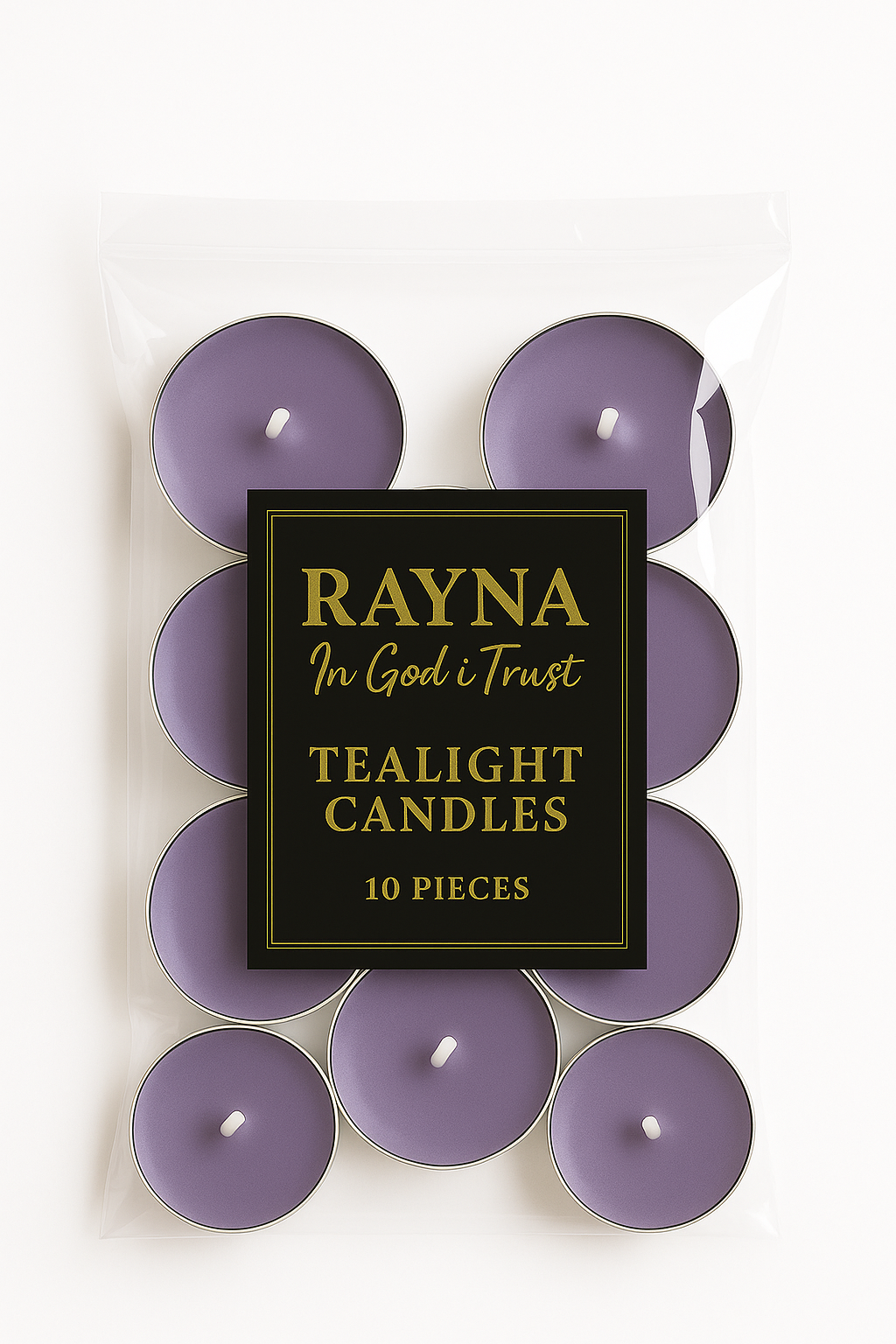 RAYNA Tealight Candles – 10 PCS | Butter Wax Infused with Arabian Botanicals (Dusty Lavender )