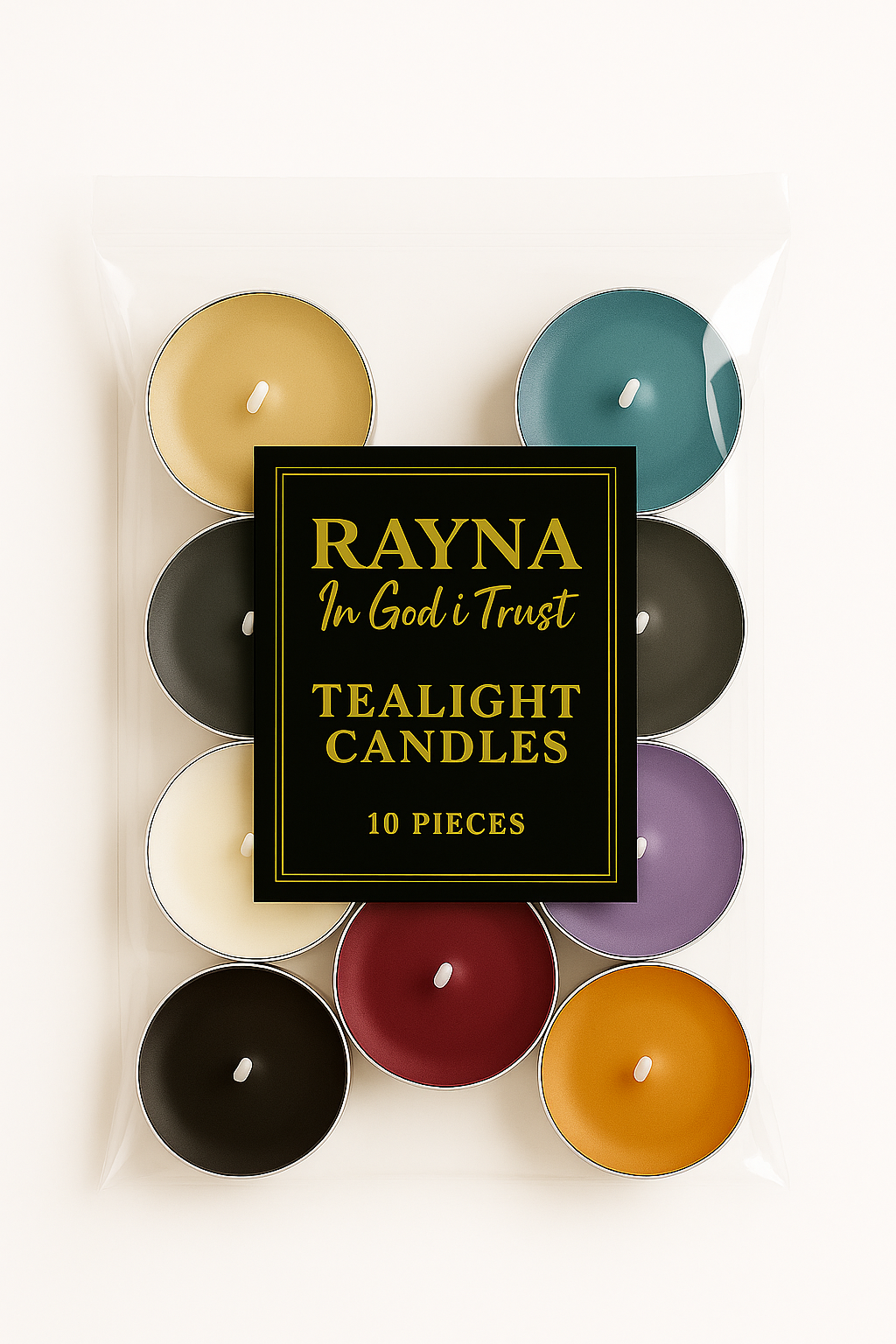 RAYNA Tealight Candles – 10 PCS | Butter Wax Infused with Arabian Botanicals (Mixed color)