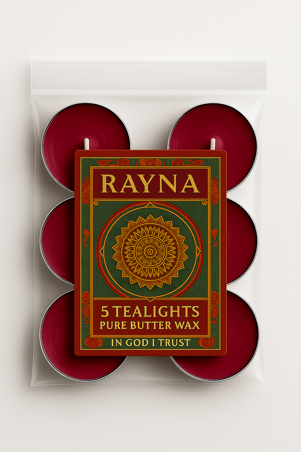 RAYNA Tealight Candle – 5PC + 1 Blessing Gift (6pcs Pink)| "BLESSING"- BUDDHIST TANTRA WISDOM| Pure Butter Wax