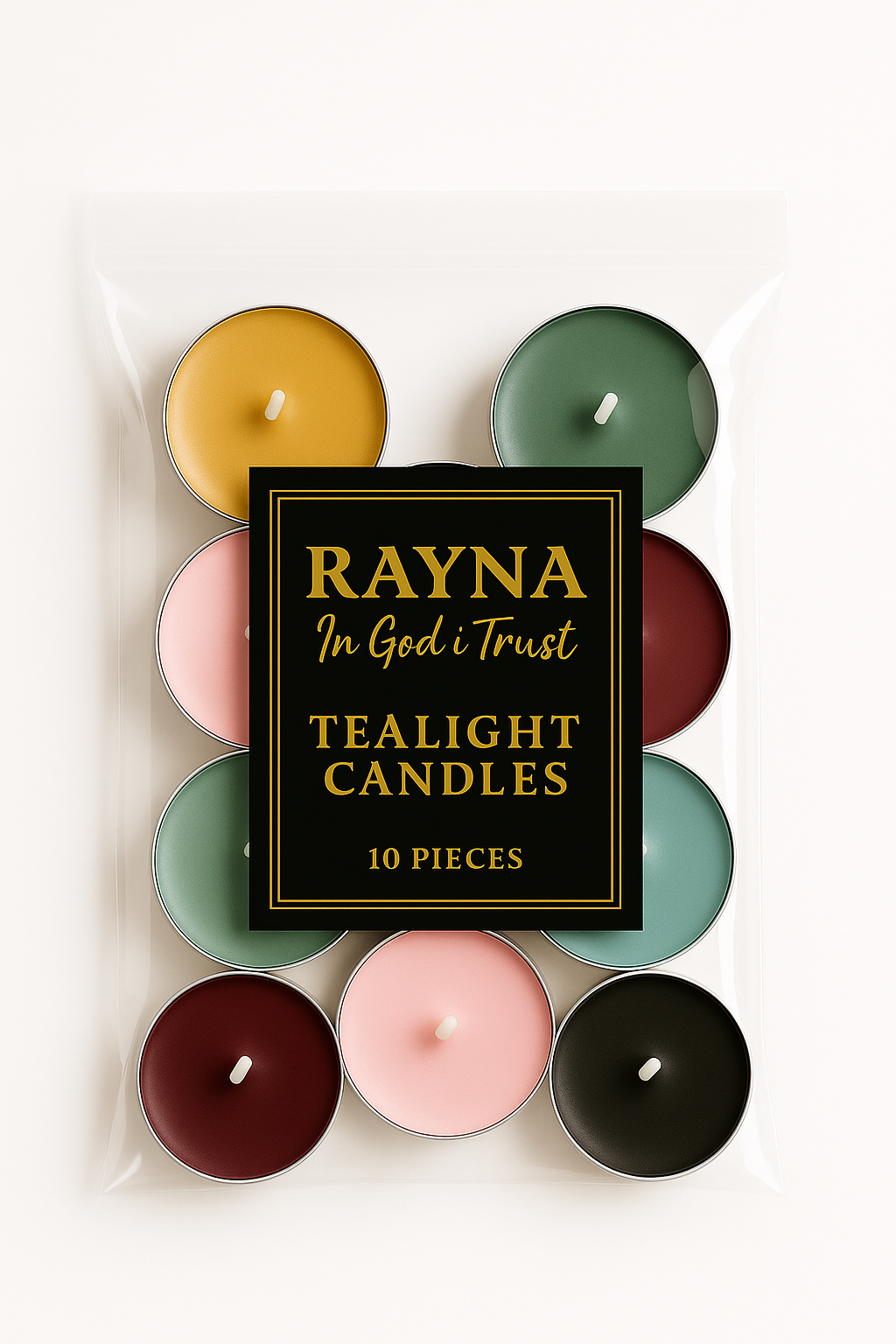 RAYNA Tealight Candles – 10 PCS | Butter Wax Infused with Arabian Botanicals (Mixed color)