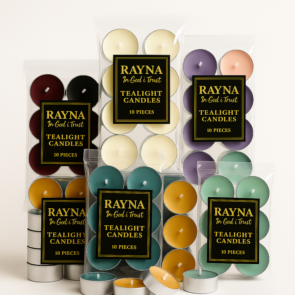 RAYNA Tealight Candles – 10 PCS | Butter Wax Infused with Arabian Botanicals (Mixed color)