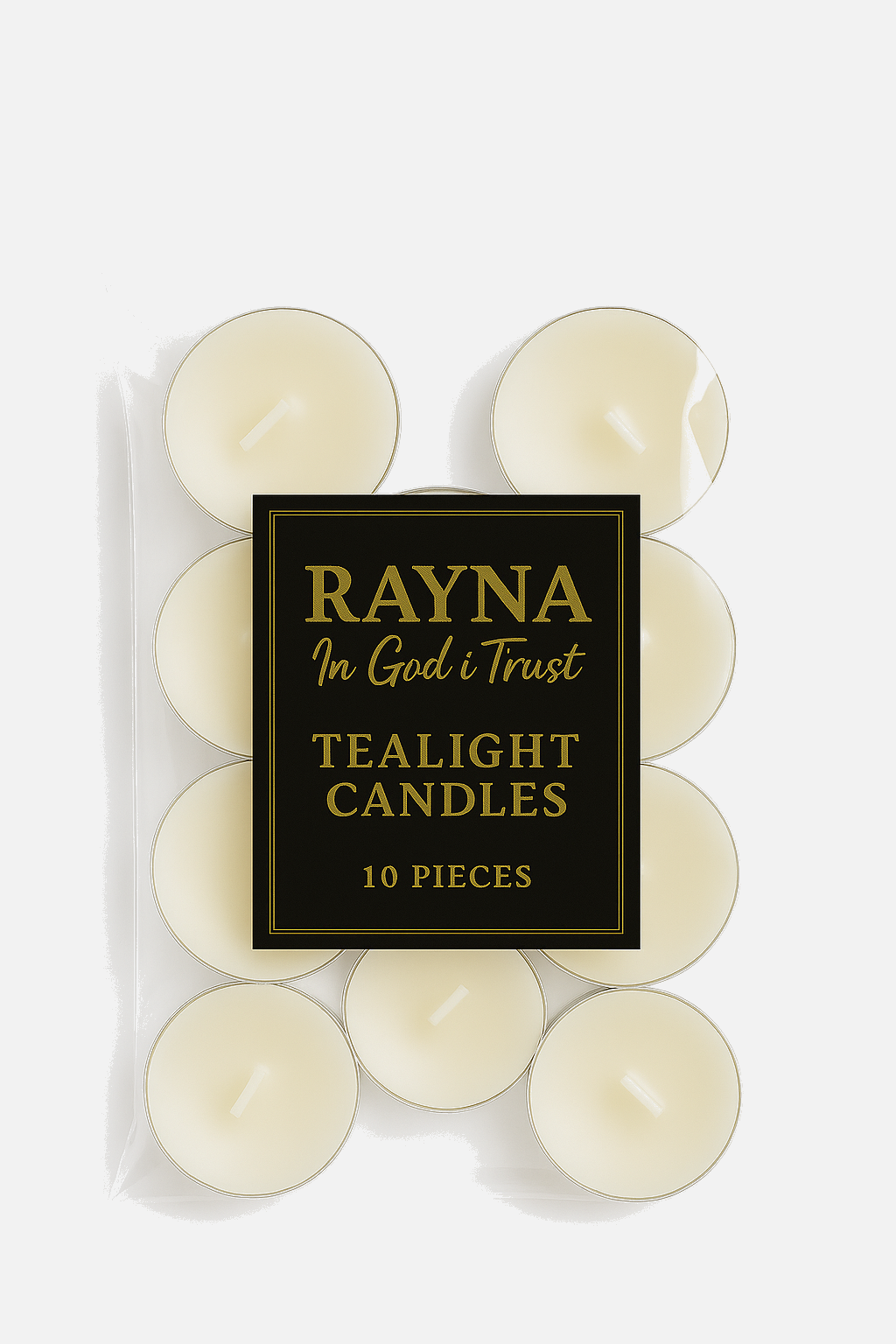 RAYNA Tealight Candles – 10 PCS | Butter Wax Infused with Arabian Botanicals (White)