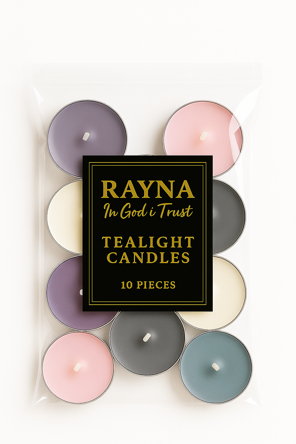 RAYNA Tealight Candles – 10 PCS | Butter Wax Infused with Arabian Botanicals (Mixed color)