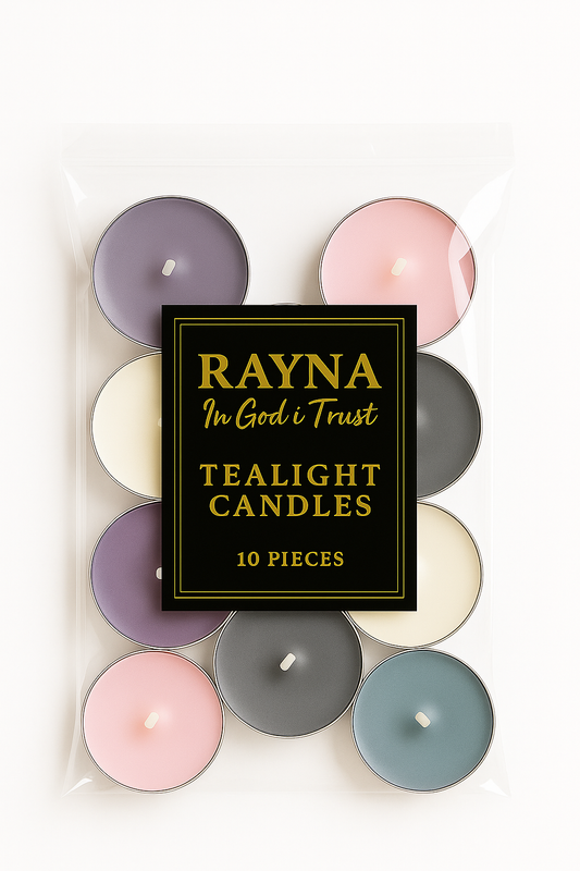 RAYNA Tealight Candles – 10 PCS | Butter Wax Infused with Arabian Botanicals (Mixed color)
