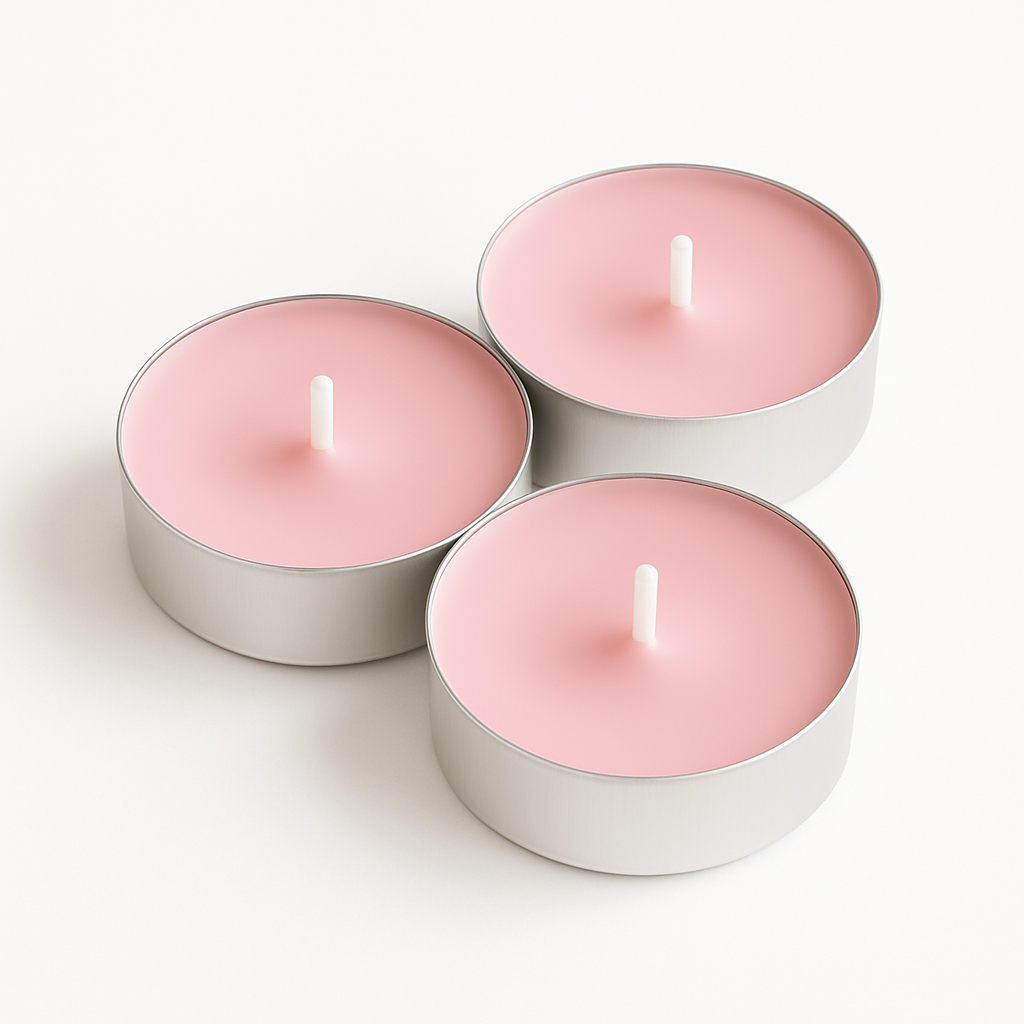 RAYNA Tealight Candles – 10 PCS | Butter Wax Infused with Arabian Botanicals (Soft Pink / Blush Rose )