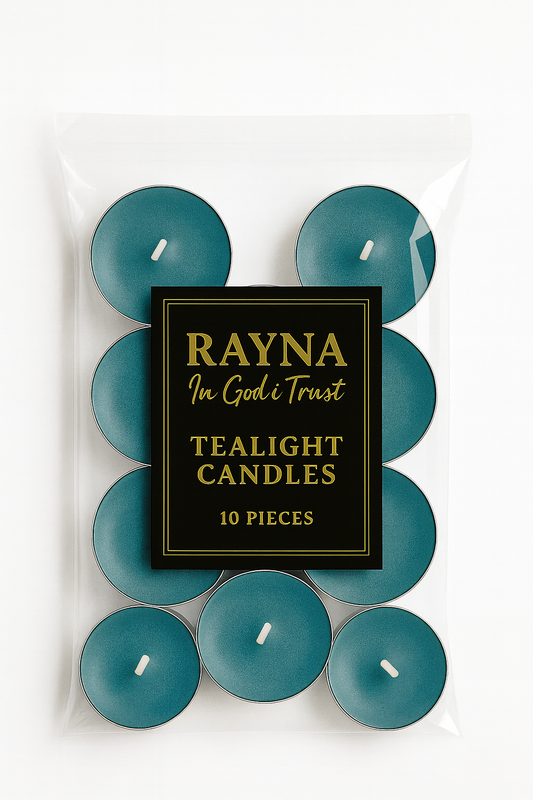 RAYNA Tealight Candles – 10 PCS | Butter Wax Infused with Arabian Botanicals (Ocean waves)