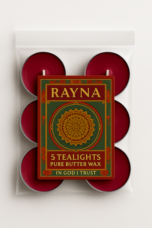 RAYNA Tealight Candle – 5PC + 1 Blessing Gift (6pcs Pink)| "BLESSING"- BUDDHIST TANTRA WISDOM| Pure Butter Wax
