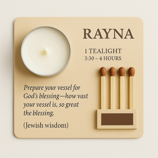 RAYNA Tealight Candle – 1 PC WHITE | “God’s Blessing”Jewish Wisdom Collection | Butter Wax Infused with Arabian Botanicals