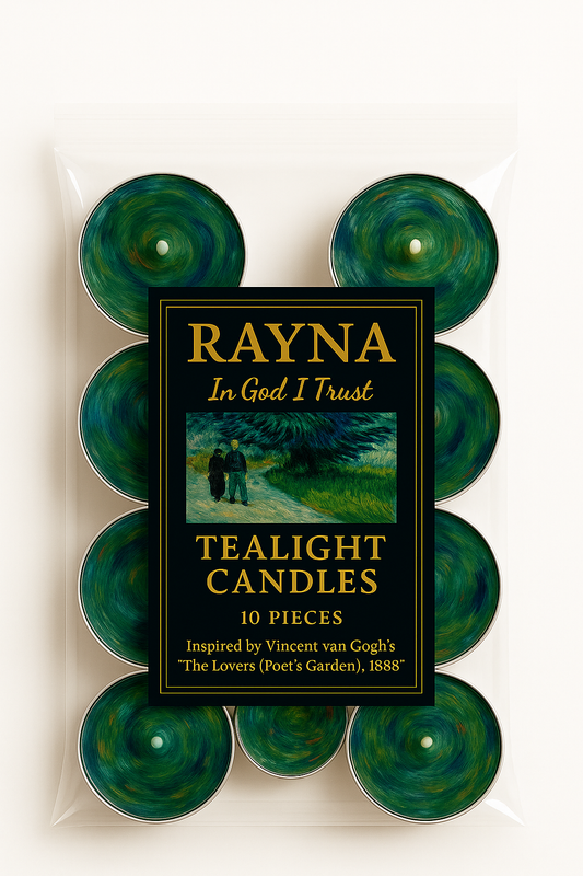 RAYNA Tealight Candles – 10 PCS | Van Gogh Collection “The Lovers (Poet’s Garden) ” | Butter Wax Infused with Arabian Botanicals