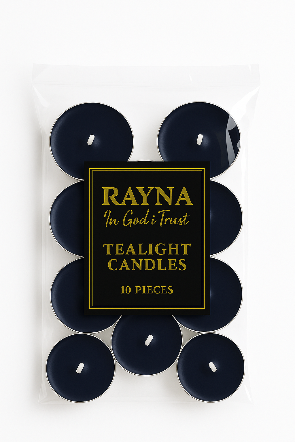 RAYNA Tealight Candles – 10 PCS | Butter Wax Infused with Arabian Botanicals (Midnight Blue)