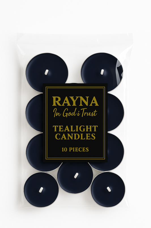 RAYNA Tealight Candles – 10 PCS | Butter Wax Infused with Arabian Botanicals (Midnight Blue)