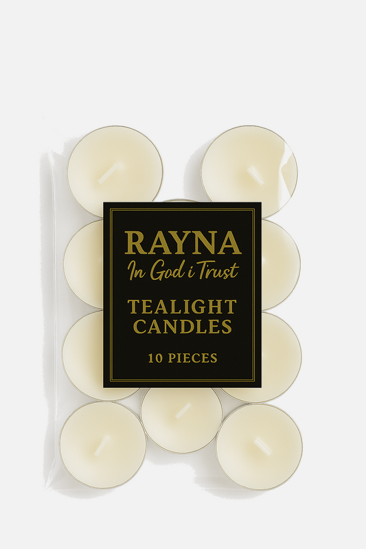 RAYNA Tealight Candles – 10 PCS | Butter Wax Infused with Arabian Botanicals (White)