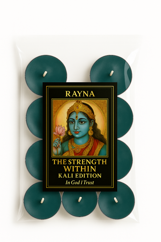RAYNA Tealight Candles – 12 PCS (Exhibit I) | “Strength Within” – Kali Series | Inspired by Hindu Goddess Kali | Pure Butter Wax